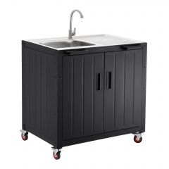 Freestanding Sink Utility Sink with Cabinet Stainless Steel Sink Outdoor Kitchen Sink Outdoor Grill Cart Laundry Room Sink Garage sink L35.4” x W24”